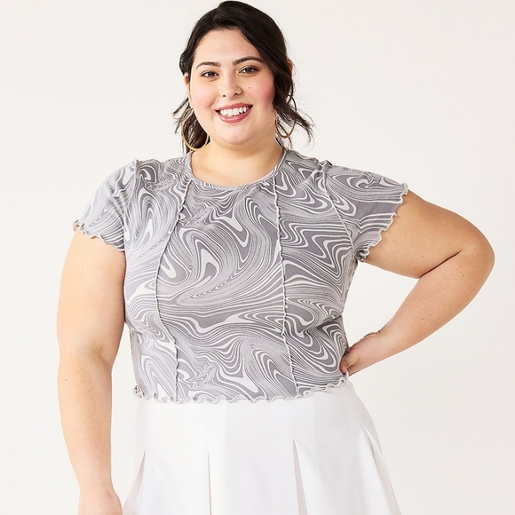 SO | Short Sleeve Seamed Tee in Gray Marble sz 2X - Picture 2 of 8